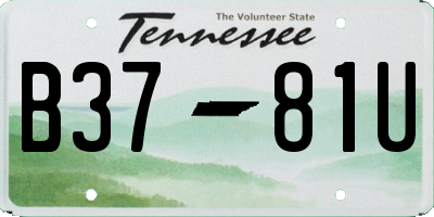 TN license plate B3781U