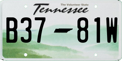 TN license plate B3781W