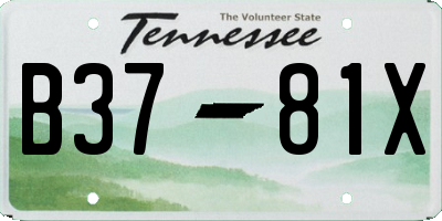TN license plate B3781X