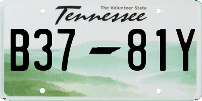TN license plate B3781Y