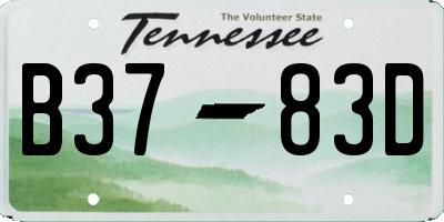 TN license plate B3783D
