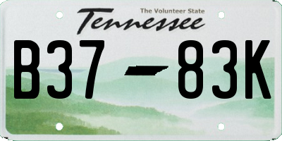 TN license plate B3783K