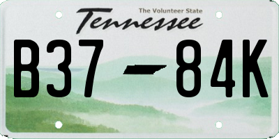 TN license plate B3784K