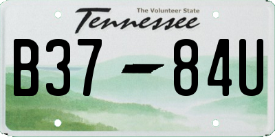 TN license plate B3784U
