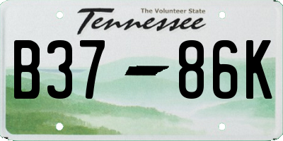 TN license plate B3786K