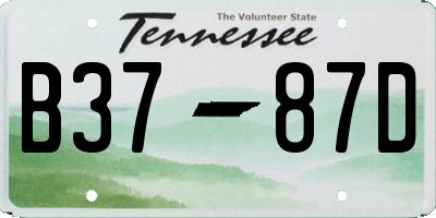 TN license plate B3787D