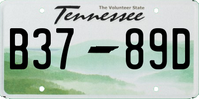 TN license plate B3789D
