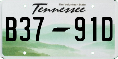 TN license plate B3791D