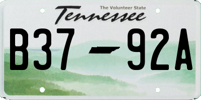 TN license plate B3792A