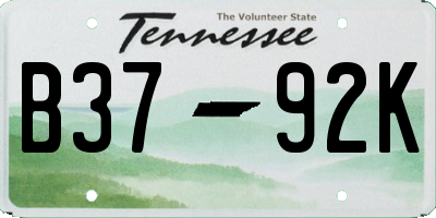 TN license plate B3792K