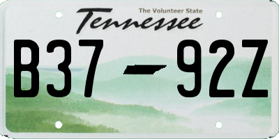 TN license plate B3792Z