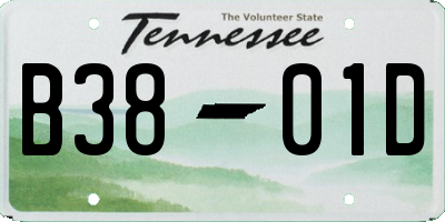 TN license plate B3801D