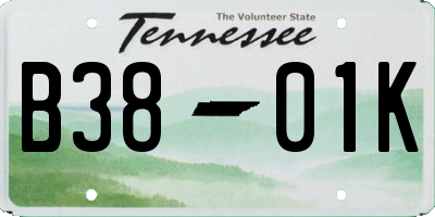 TN license plate B3801K