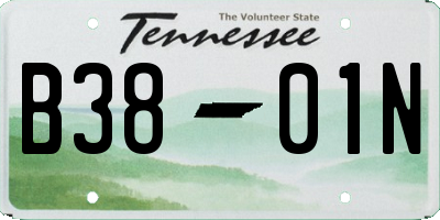 TN license plate B3801N