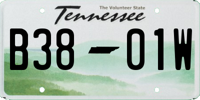 TN license plate B3801W