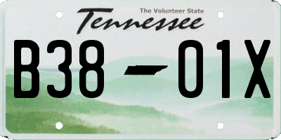 TN license plate B3801X