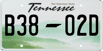TN license plate B3802D