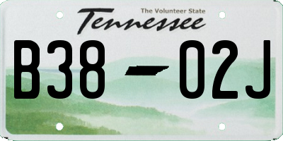 TN license plate B3802J