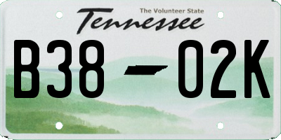 TN license plate B3802K