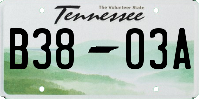 TN license plate B3803A