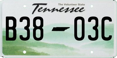 TN license plate B3803C