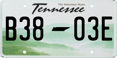 TN license plate B3803E