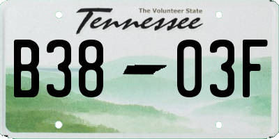 TN license plate B3803F