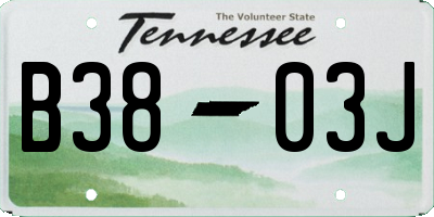 TN license plate B3803J