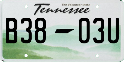TN license plate B3803U