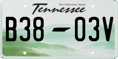 TN license plate B3803V