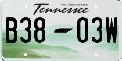TN license plate B3803W