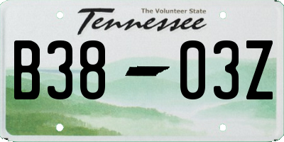 TN license plate B3803Z