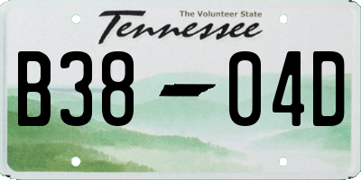 TN license plate B3804D