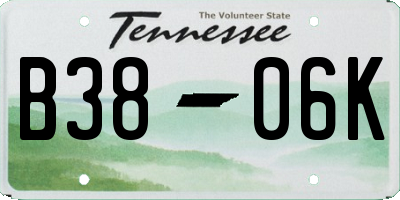 TN license plate B3806K
