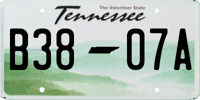 TN license plate B3807A