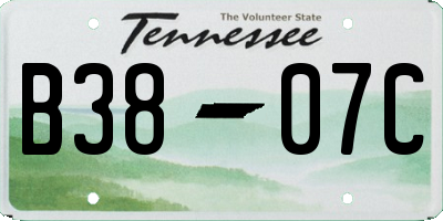 TN license plate B3807C
