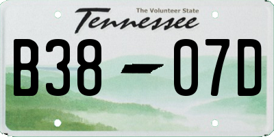 TN license plate B3807D