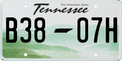 TN license plate B3807H