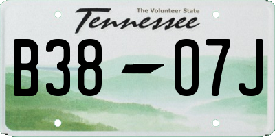 TN license plate B3807J
