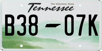 TN license plate B3807K