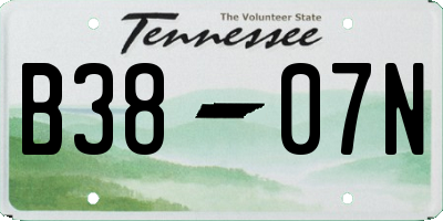 TN license plate B3807N