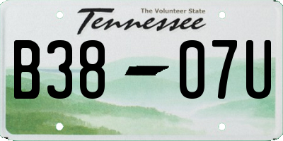 TN license plate B3807U