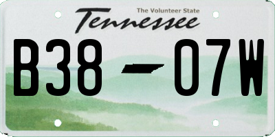 TN license plate B3807W