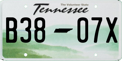 TN license plate B3807X