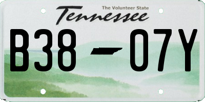 TN license plate B3807Y