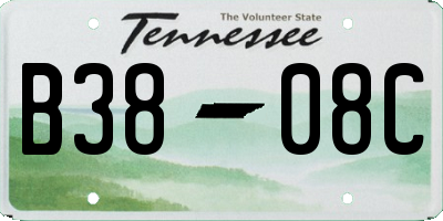 TN license plate B3808C