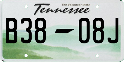 TN license plate B3808J