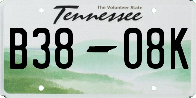 TN license plate B3808K
