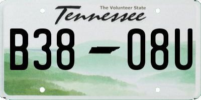 TN license plate B3808U