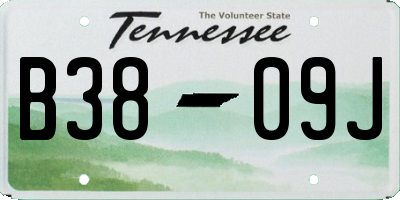 TN license plate B3809J